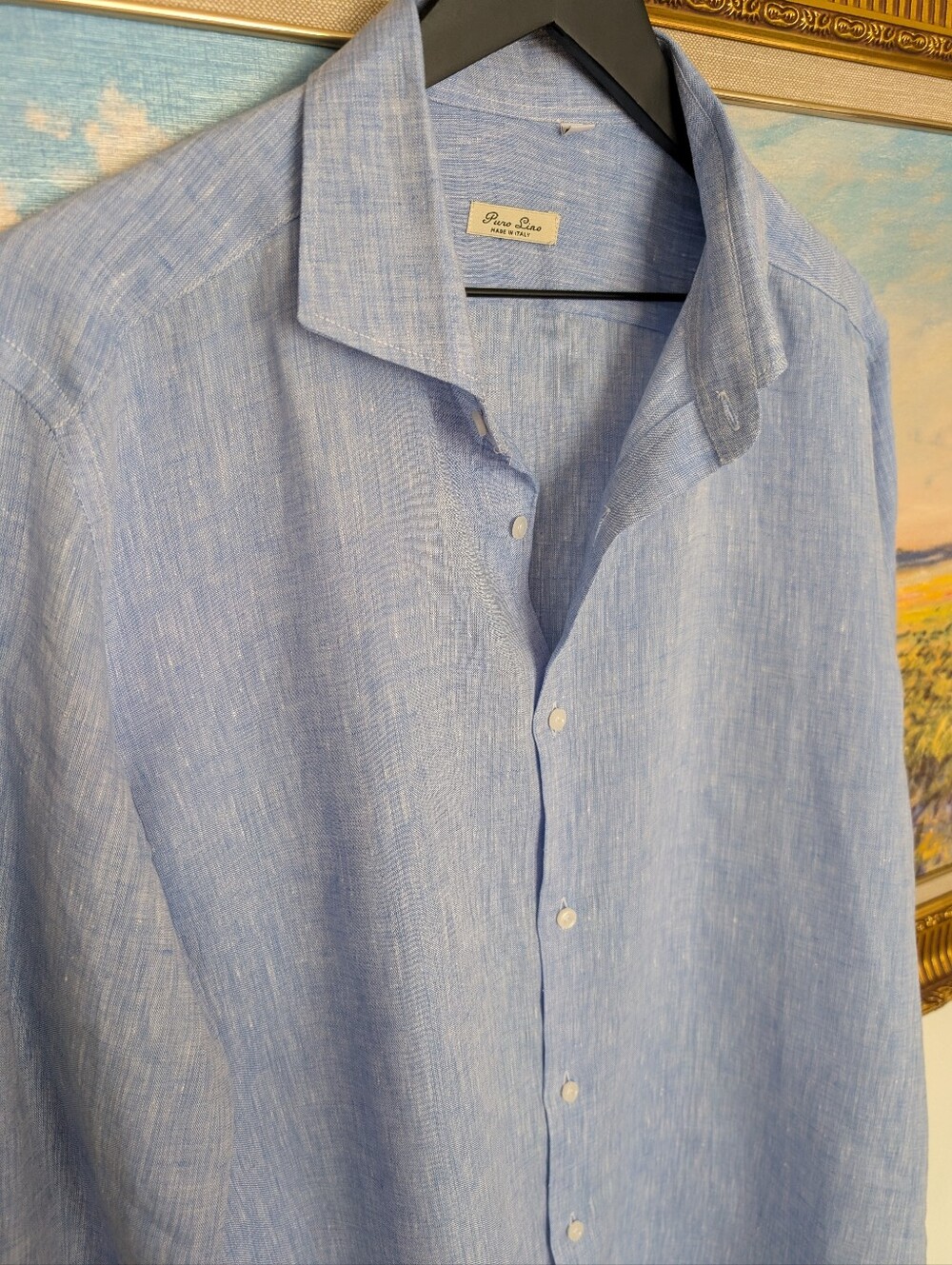 Puro Lino Made In Italy 100% Linen Shirt 43 Large